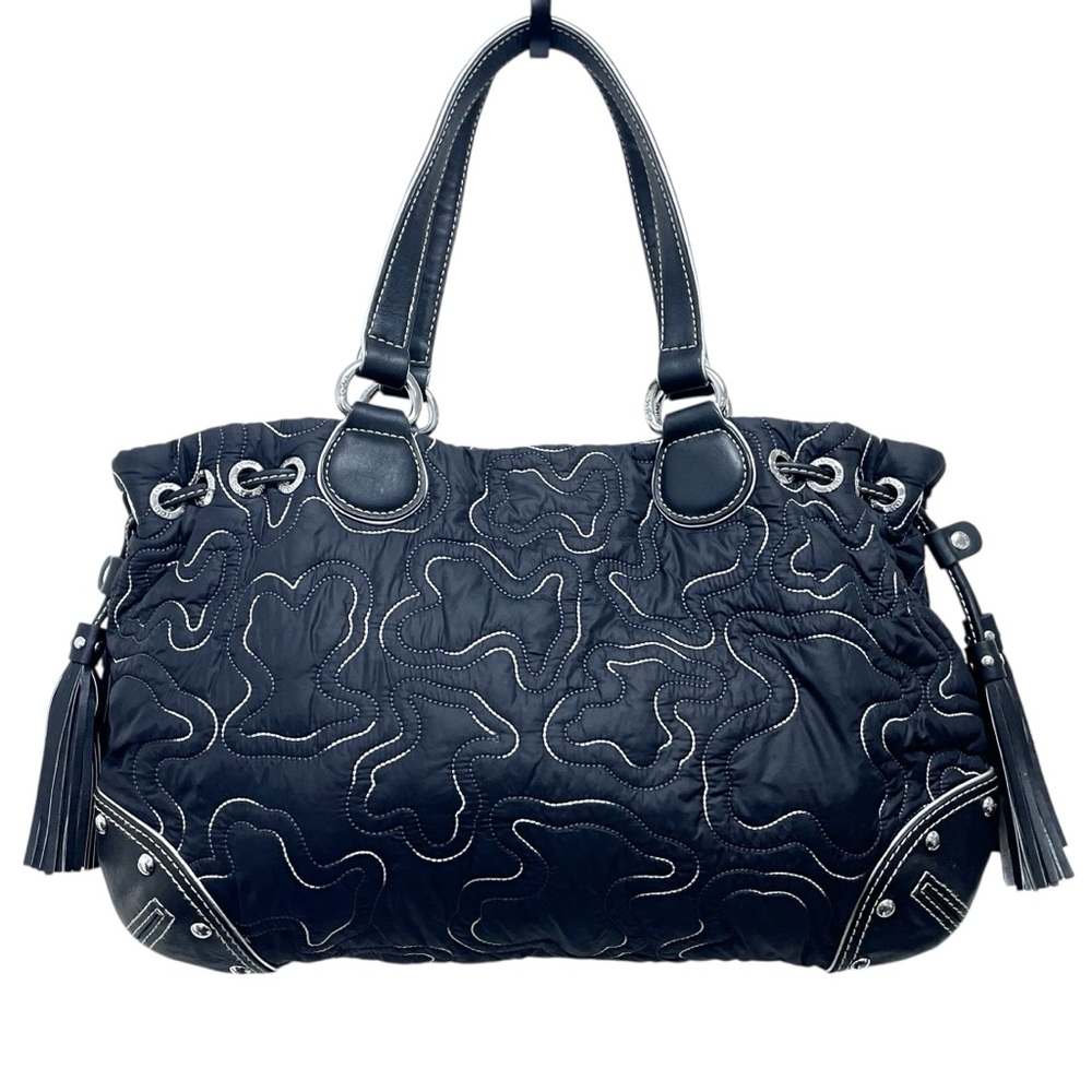 Tous Black Quilted Shoulder Bag with Tassels